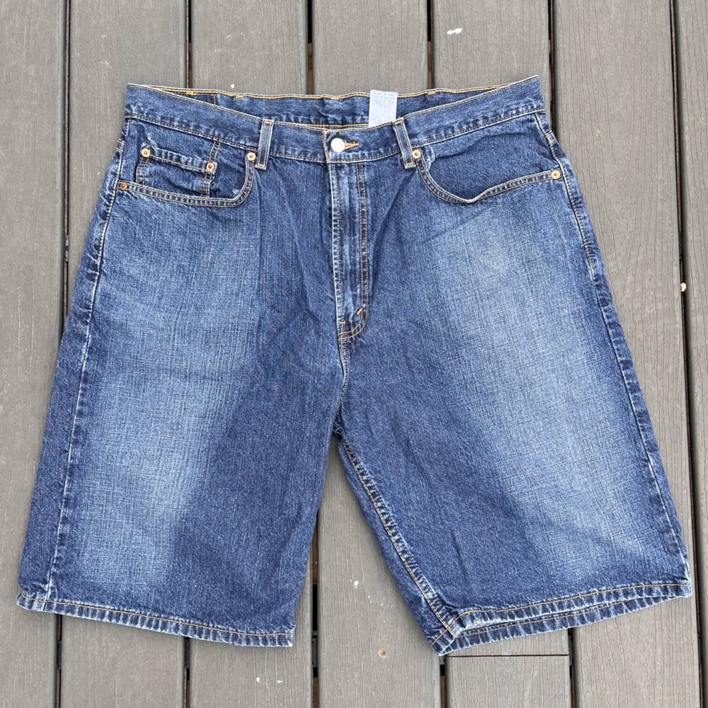 VTG Levis Shorts 569 Loose Straight Mens 38 Blue Cotton Jorts Dad Y2K Baggy